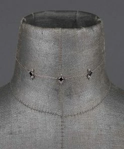 CLASSICS DYNASTY. Black Spinel Trilogy Chain Choker - Silver Necklaces & Chains