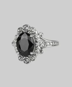 CLASSICS MARIA. Rose Wreath Onyx Silver Cocktail Ring