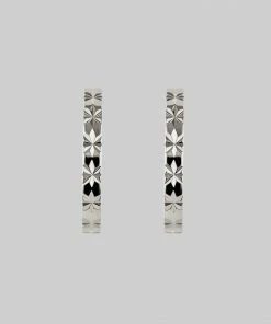 CLASSICS BROOKE. Etched Starburst Hoop Earrings - Silver