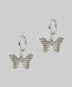 CLASSICS NEW DAWN. Butterfly Hoop Earrings - Silver