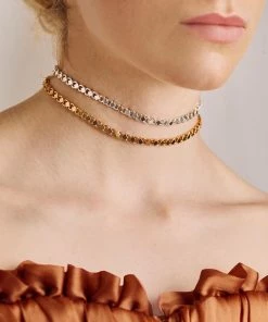 End Of Line Necklaces & Chains LUCIAN. Box Chain Choker - Silver