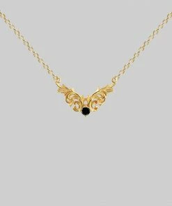 AW21 Necklaces & Chains QUENTIN. Ornate Flourish Chevron Onyx Collar - Gold