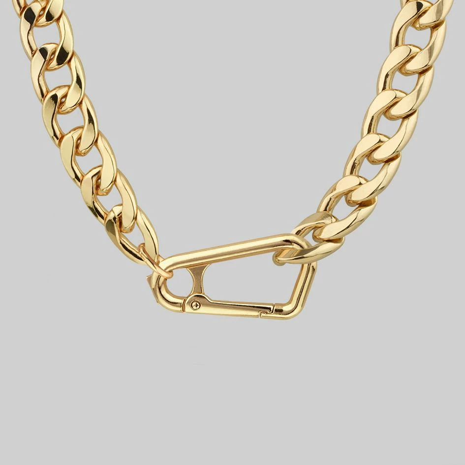 CLASSICS XX. Chunky Curb Chain & Carabiner Clasp Necklace - Gold 1 CLASSICS XX. Chunky Curb Chain & Carabiner Clasp Necklace - Gold
