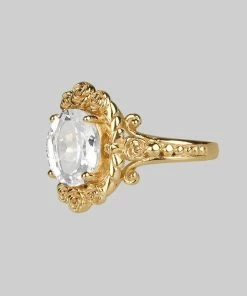CLASSICS MARIA. Rose Wreath Clear Quartz Gold Cocktail Ring