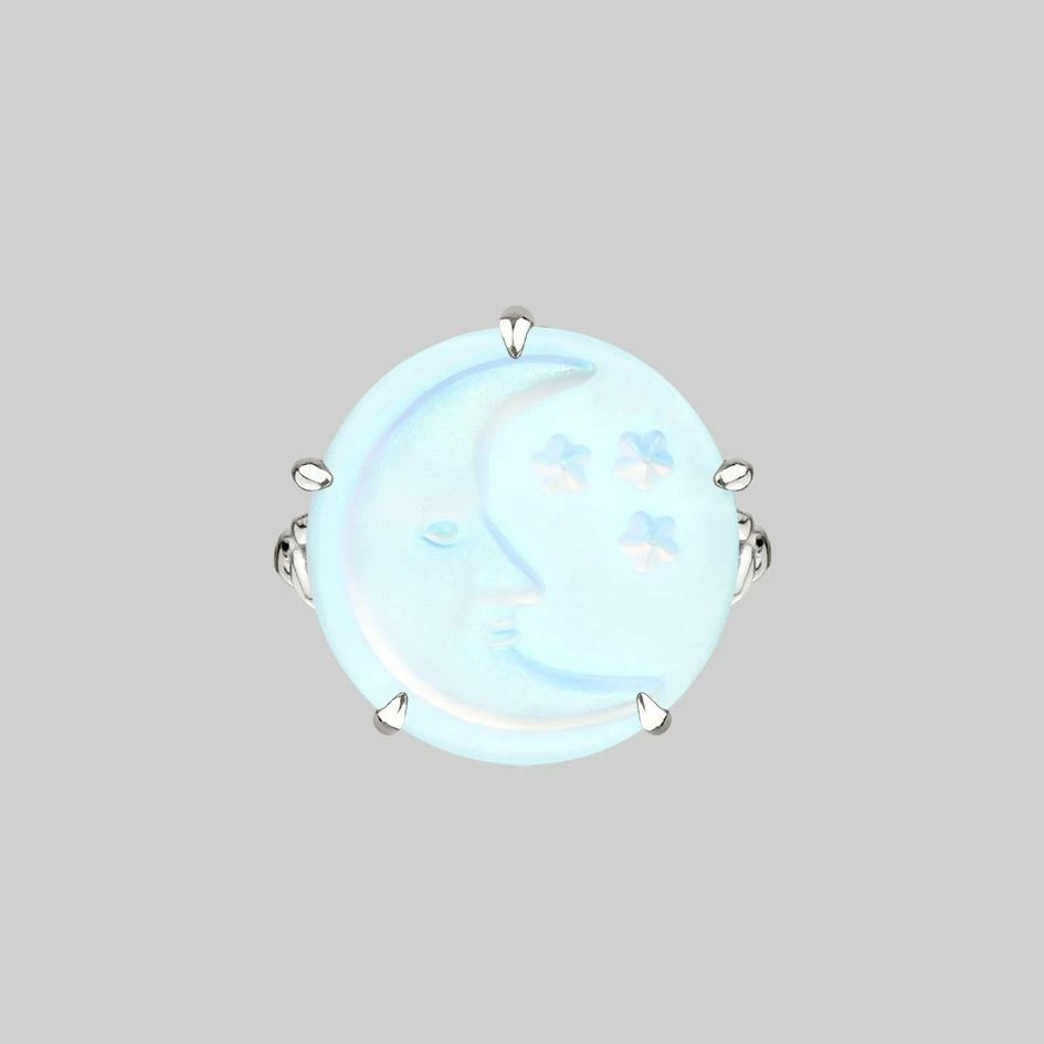CLASSICS BLUE MOON. Crystal Moon & Star Ring - Silver 2 CLASSICS BLUE MOON. Crystal Moon & Star Ring - Silver