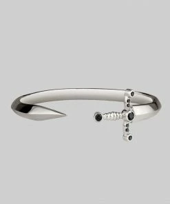 CLASSICS MAJESTY. Black Spinel Dagger Cuff Bangle - Silver