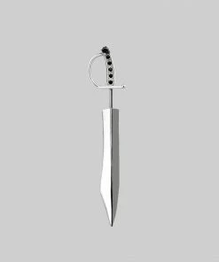 CLASSICS REVOLT. Black Spinel Sword Single Earring - Silver