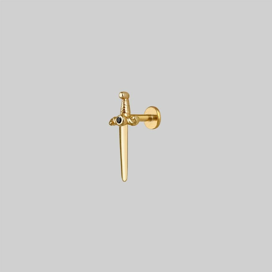 CLASSICS Earrings BETRAYAL. Gold & Black Spinel Dagger Earring - Helix/Tragus 4 CLASSICS Earrings BETRAYAL. Gold & Black Spinel Dagger Earring - Helix/Tragus
