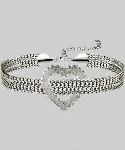 End Of Line HANGIN HEART. Wide Curb Chain Choker - Silver