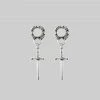 AW21 SACRAMENT. Ornate Shield & Sword Earrings - Silver
