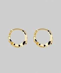 End Of Line IMPERIAL. Ornate Flourish Clicker Hoop Earrings - Gold