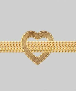End Of Line HANGIN HEART. Wide Curb Chain Choker - Gold