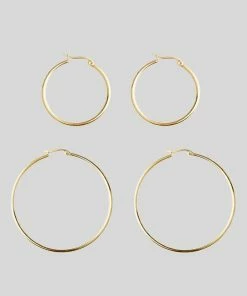 CLASSICS Gold Hoop Earrings - Set Of 2