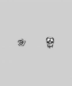 CLASSICS LIFE & DEATH. Tiny Sterling Silver Skull & Rose Studs Earrings
