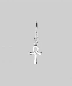 CLASSICS Earrings MYSTIC. Single Silver Hoop Earring With Ankh Charm