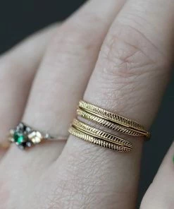 End Of Line AWAKEN. Feather Wrap Gold Ring