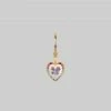 End Of Line NANCY. Two Roses Engraved Glass Heart Earrings - Gold