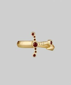 CLASSICS MAJESTY. Garnet Dagger Wrap Ring - Gold Rings