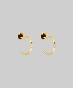 CLASSICS Round Garnet Huggie Hoop Earrings - Gold