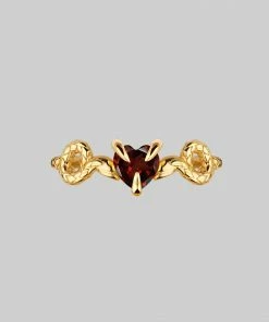 CLASSICS Rings DESIRE. Snakes & Heart Garnet Ring - Gold