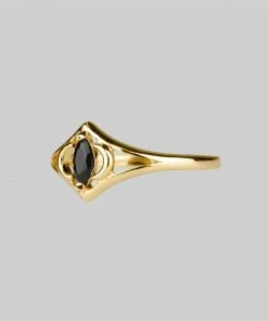 CLASSICS CELESTIAL. Two Moons Black Spinel Gold Ring