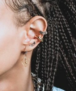 End Of Line ASTEROID. Labradorite Conch Ear Cuff - Silver