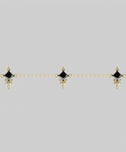 CLASSICS DYNASTY. Black Spinel Triliogy Chain Choker - Gold Necklaces & Chains