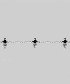 CLASSICS DYNASTY. Black Spinel Trilogy Chain Choker - Silver Necklaces & Chains