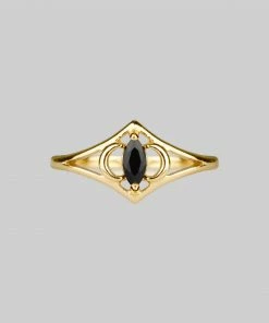 CLASSICS CELESTIAL. Two Moons Black Spinel Gold Ring