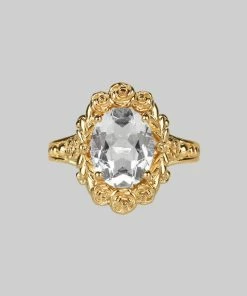 CLASSICS MARIA. Rose Wreath Clear Quartz Gold Cocktail Ring