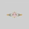 VALENTINES 2022 Rings STAR CROSSED LOVERS. Rose Quartz & Skulls Ring - Gold