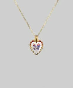 CLASSICS Necklaces & Chains NANCY. Two Roses Engraved Glass Heart Necklace - Gold