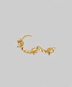 CLASSICS SURVIVAL. Symbolic Barbed Wire Clicker Hoop Earrings - Gold
