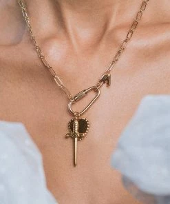 CLASSICS TORMENT. Heart & Dagger Carabiner Charm Necklace - Silver