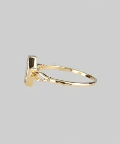 CLASSICS MORALITY. Tiny Skeleton Coffin Gold Ring