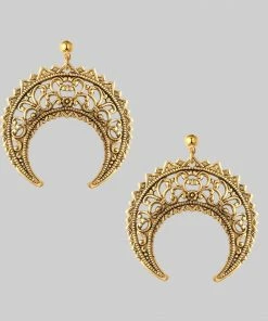 End Of Line EASTERN CRESCENT. Gold Earrings