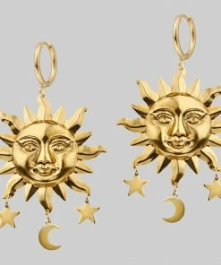 CLASSICS HELIOS. Sun & Moon Dream Catcher Hoop Earrings - Gold