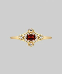 AW21 Rings MARTHA. Ornate Garnet Floral Ring - Gold