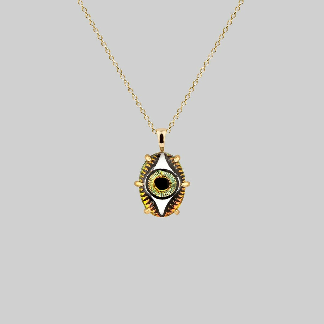 End Of Line BEHOLD. Iridescent Glass Eye Necklace - Gold Necklaces & Chains 1 End Of Line BEHOLD. Iridescent Glass Eye Necklace - Gold Necklaces & Chains