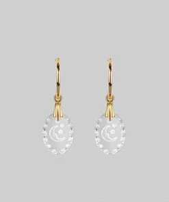 CLASSICS LYRAE. Moon & Stars Glass Earrings - Gold