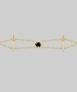 AW21 VINDICATE. Swords & Onyx Heart Choker - Gold Necklaces & Chains