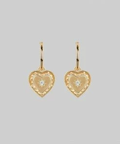 CLASSICS MY DARLING. Heart Cubic Zirconia Hoop Earrings - Gold