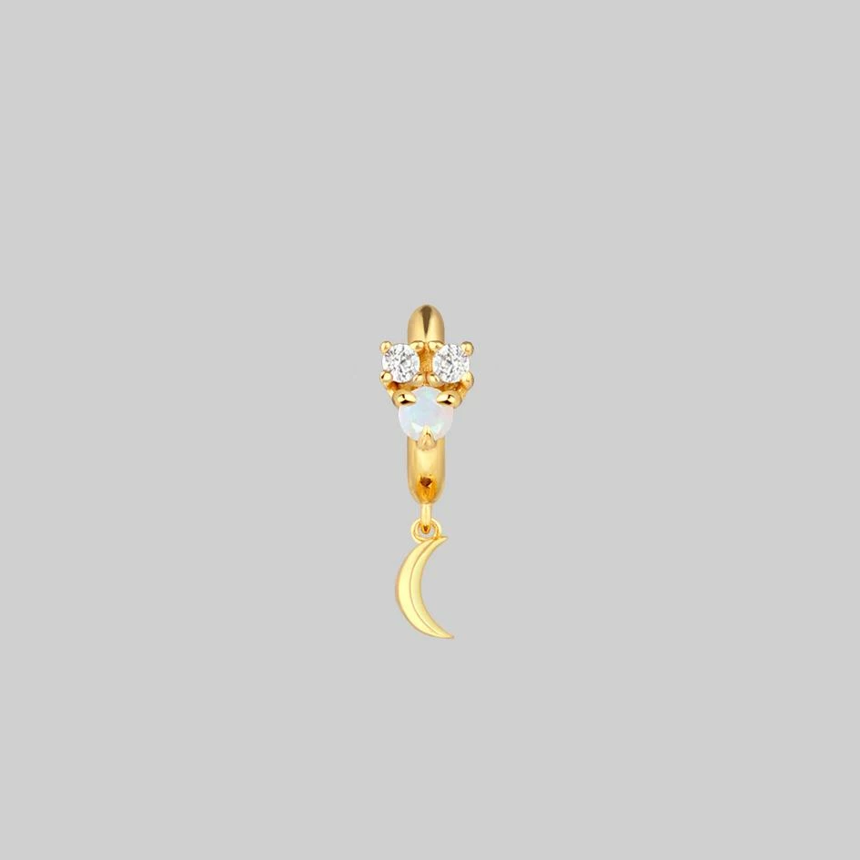 CLASSICS MOONLIGHT. Opal Moon Clicker Hoop Earrings - Gold 1 CLASSICS MOONLIGHT. Opal Moon Clicker Hoop Earrings - Gold