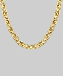 AW21 CASSIAN. Chunky Braid Chain Collar Necklace - Gold Necklaces & Chains
