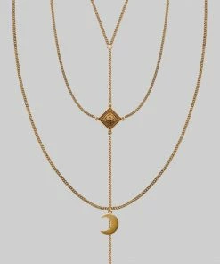 CLASSICS ZODIAC. Layered Moon Chain Choker - Gold Necklaces & Chains