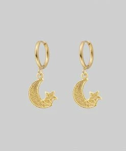 End Of Line LITTLE DREAMS. Moon & Star Hoop Earrings - Gold