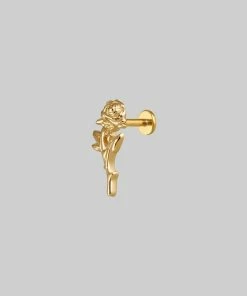 CLASSICS Earrings AMOR. Gold Rose Stem Stud Earring - Helix/Tragus