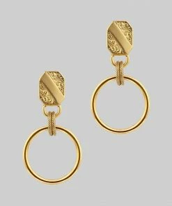 AW21 RITUAL. Ornate Shield Hoop Earrings - Gold