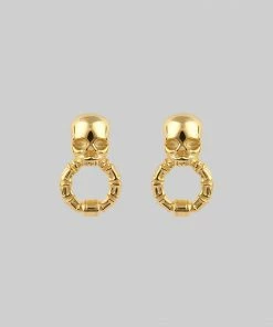 AW21 FORSAKE. Skull & Bones Door Knocker Earrings - Gold
