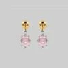 VALENTINES 2022 STAR CROSSED LOVERS. Rose Quartz & Skull Earrings - Silver